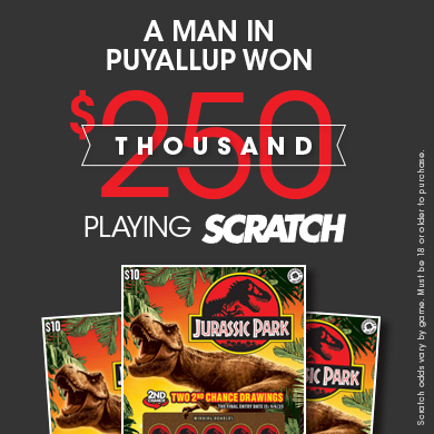 A man in Puyallup won $250,000 playing Jurassic Park Scratch